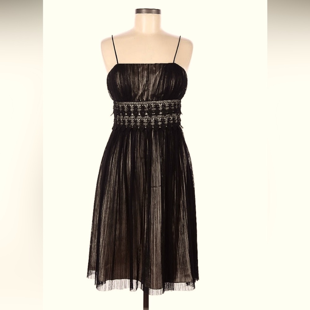 JS Collection Sz 6 LBD w/ plenty of details. Sheet black over champagne.